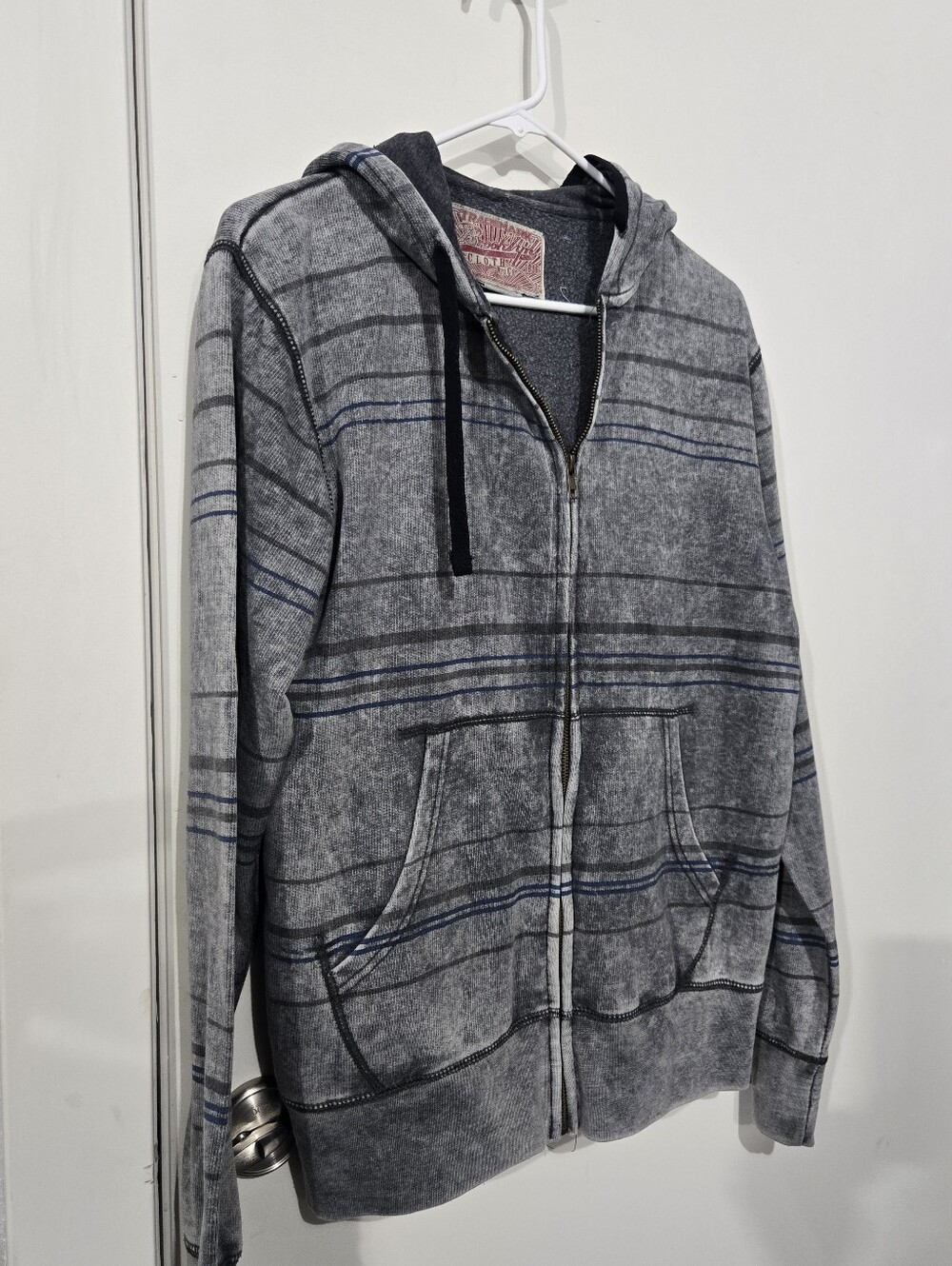 Men's Brooklyn Cloth Gray Striped Hoodie M
